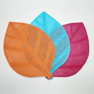 Leaf-shaped woven placemats, colorful table decor mats for dining room, kitchen, and DIY crafts.