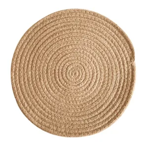 Round braided jute placemat, natural heat resistant table mat for dining