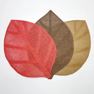 Leaf shaped woven paper placemats colorful table mats western restaurant decor 3pcs