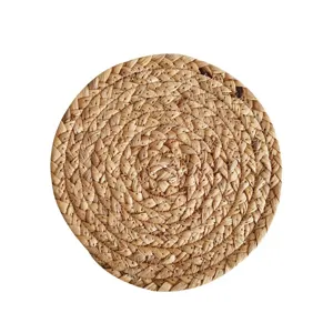 Mantel individual redondo de paja trenzada natural, salvamanteles térmico grueso para cocina