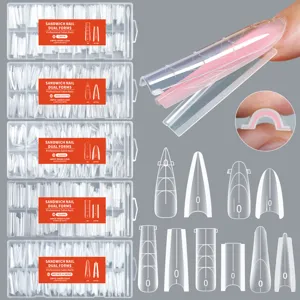 Stampi Doppi per Unghie a Sandwich a Forma di Bara Quadrata a Mandorla Stiletto Stampi per Extension in Plastica Trasparente Strumenti Professionali