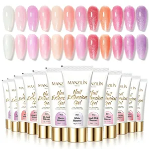 MANZILIN Τζελ Επέκτασης Νυχιών Λάμψη Nude Λευκό UV LED Builder Gel Γρήγορη Δόμηση Εργαλείο Nail Art για Γυναίκες