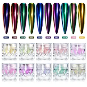 Aurora Chameleon Nail Powder Macaron Neon Chrome Mirror Effect Mermaid Iridescent Pigment For Professional Nail Art Decoration DIY