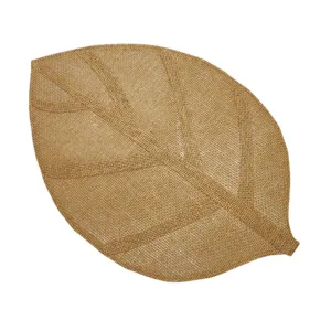 Leaf shaped woven paper placemat for dining table kitchen decoration and party decor.