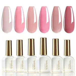 Professionele Manzilin 6-kleuren roze serie UV LED gel nagellak set voor salongebruik