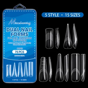 Set da 75 pezzi dual nail forms con 5 stili differenti e 15 misure assortite
