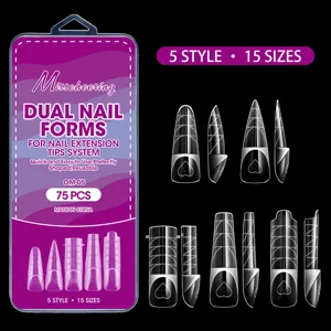 Set di 75 tip dual form professionali in 5 stili e 15 misure per ricostruzione