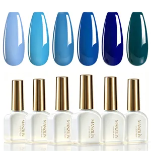 Professionele 6-kleuren blauw verloop UV LED gel nagellak set voor langdurige manicure