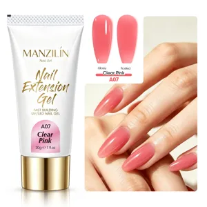 MANZILIN clear pink nail extension gel for fast UV/LED building and sculpting, 30g tube.