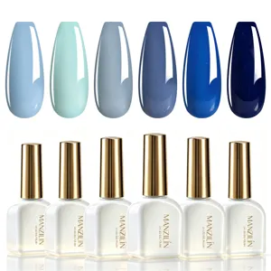 6-kleuren blauwe uv led gel nagellak set met staaltjes