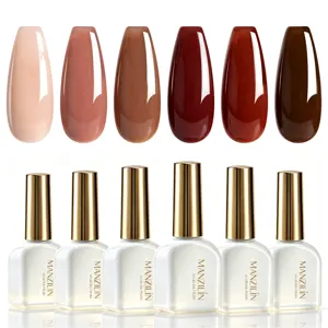 Professionele 6-kleuren UV LED gel nagellak set met elegante witte flesjes en gouden doppen