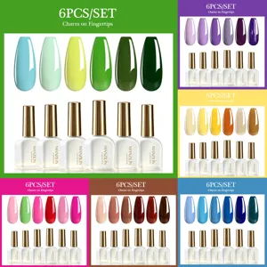 6-kleuren UV LED nagelgel lak set met glanzende kleurstalen