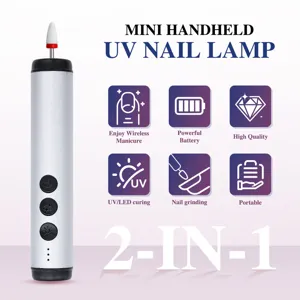 Detail showing features of 2-in-1 portable electric nail drill and UV LED lamp