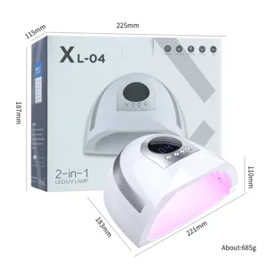 Dimensiones detalladas de esta lámpara de uñas LED UV 268W con su embalaje original