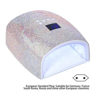 Sparkly 66W rhinestone nail lamp detail with European standard plug for gel curing