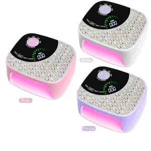 Lampada per Unghie Professionale SUN S60 UV LED 108W Asciugatura Rapida Con Decorazione in Strass 4 Impostazioni Timer Display LCD Luce per Unghie