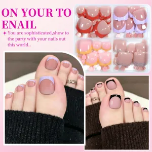 French style press-on toenails in a variety of colors including glitter finish set