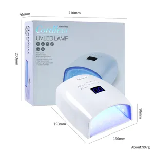 66W rechargeable white UV LED nail lamp for gel polish with dimensions and packaging
