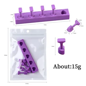 Professional purple heart-shaped nail display stand set with size markers and clear packaging