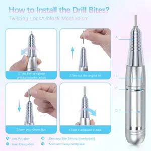 Instructies voor het installeren van bitjes op een 45000 RPM nagelfrees