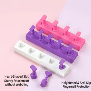Professional heart-shaped macaron color nail art practice holder stand set for DIY nails