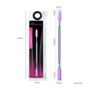 Detailed dimensions of rainbow stainless steel dual-ended nail cuticle pusher tool