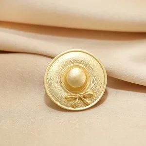 Vintage Gold Metal Hat Brooch Pin With Bow Elegant Suit Coat Corset Accessories Fashion Jewelry Gift For Women