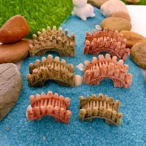 Miniature Resin Arch Bridge Figurine For Moss Micro Landscape Bonsai Fairy Garden Accessories Decor Stone Texture Ornament