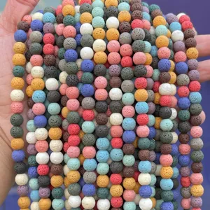 Bunte Aromatherapie Vulkanstein Lose Perlen Für Schmuckherstellung DIY Runde Poröse Vulkanstein Zubehör Für Armband Halskette