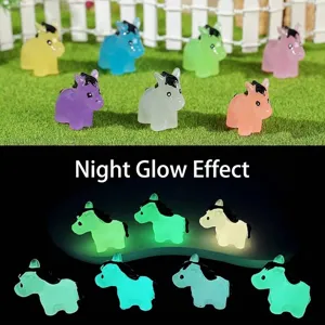 Luminous Pony Resin Micro Landscape Ornament Glow In The Dark Miniature Figurine DIY Gardening Decoration Cute Animal Gift