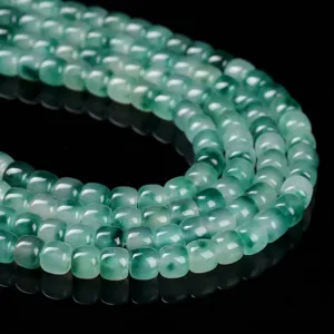 Premium natürliche hellgrüne Chalcedon-Trommelperlen für die DIY-Schmuckherstellung Zubehör