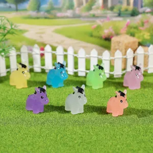 Set of colorful luminous miniature horse figurines for DIY fairy garden landscape decor
