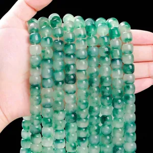 Transparente grüne Chalcedon-Fassperlen für die DIY-Schmuckherstellung und Bastelarbeiten
