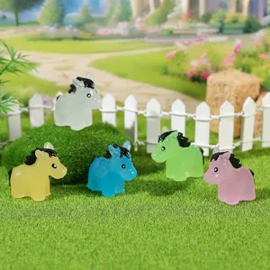 Colorful luminous miniature horse figurines for DIY fairy garden and micro-landscape decor