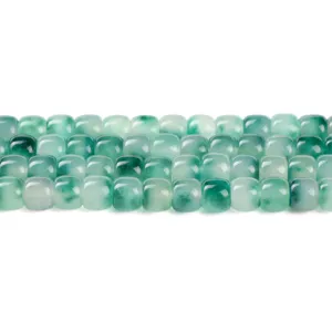 Hochwertige grüne Moosachat-Chalcedon-Fassperlen für die DIY-Armband-Schmuckherstellung