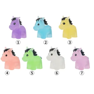Set of seven colorful luminous pony figurines for micro-landscape garden decoration