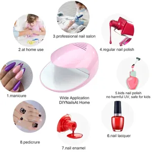 Portable pink nail dryer fan for manicure and pedicure at home or professional salon