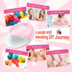 Pink portable electric nail polish dryer fan for kids DIY manicure and pedicure journey