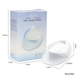 Dimensions and weight specifications of the portable white nail polish dryer with box