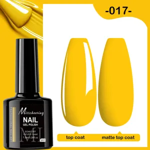 Vernis à ongles gel UV LED jaune montrant les effets de finition brillant et mat.