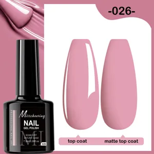 Vernis à ongles gel vieux rose 7,5 ml avec finitions de top coat brillant et mat.