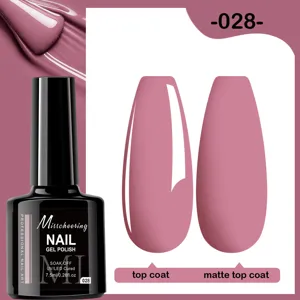 Détail du vernis gel UV/LED rose mauve montrant les finitions brillante et mate