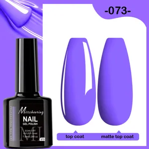 Détail du vernis gel violet montrant les finitions brillante et mate du top coat