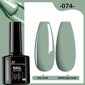 Vue détaillée du vernis à ongles vert sauge 7,5 ml avec finitions brillante et mate