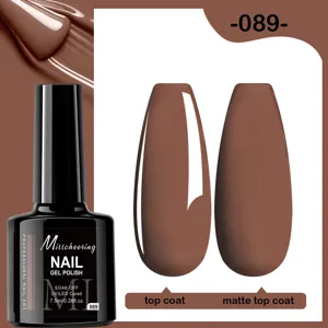 Détail du vernis à ongles gel marron 089 montrant les effets brillant et mat top coat