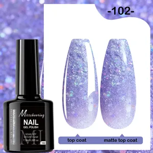Vernis à ongles gel pailleté violet Misscheering 102, finitions brillante et mate