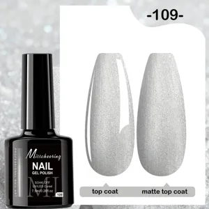 Vernis à ongles gel pailleté argent Misscheering #109 en finitions mate et brillante