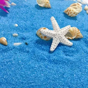 Blauer Sand und Kunstharz Seestern Muschel Deko Set fuer Aquarium Heimdekoration Stil.