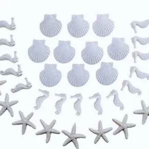 Weiße Harz Seestern Muscheln Seepferdchen Dekoration für Aquarium Heimdeko Ozean Stil