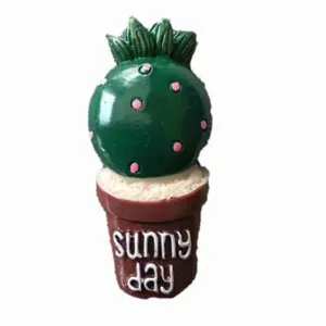 Miniature resin cactus potted plant DIY craft accessory for phone case and home decor.